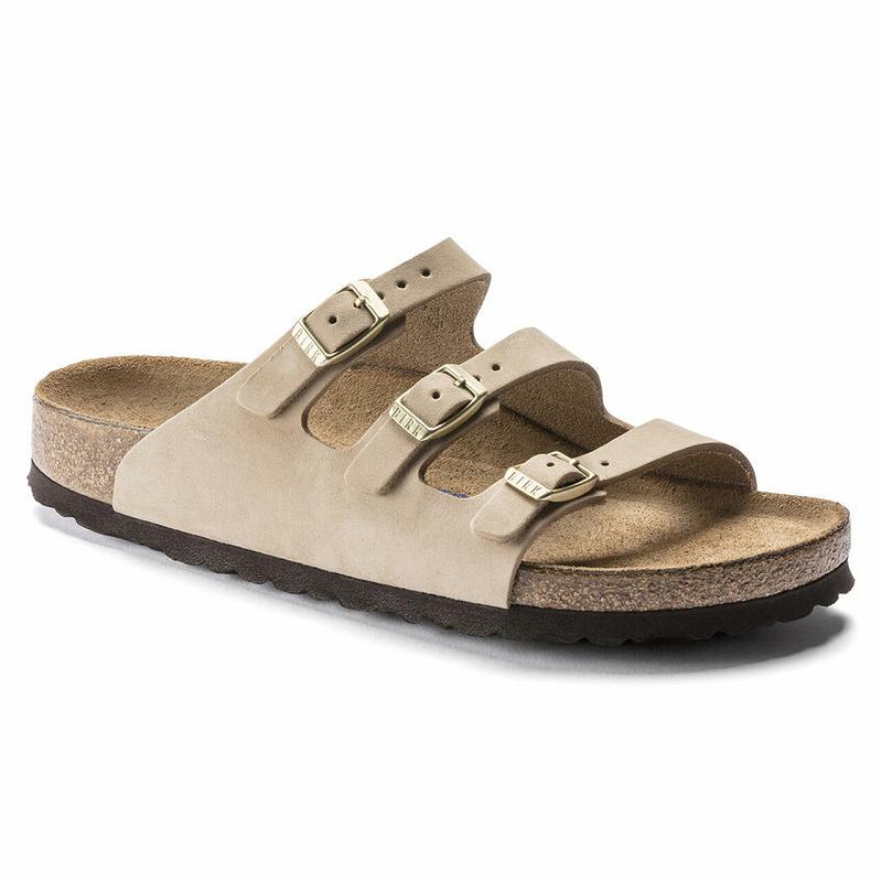 Birkenstock Fresh Soft Foot Bed Nubuck Florida Dame Beige | DK 454QMA